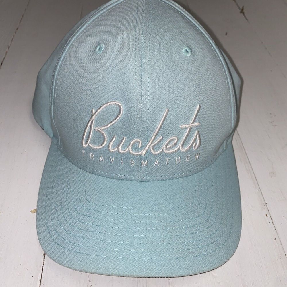 Travis Mathew Golf Buckets Hat Baseball Cap Light Blue Snap Back Adjustable